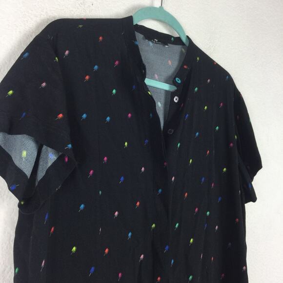 Paul Smith Ice Cream Mini Dress Medium Motif Black Pleated Rainbow Shirtdress - Picture 7 of 14